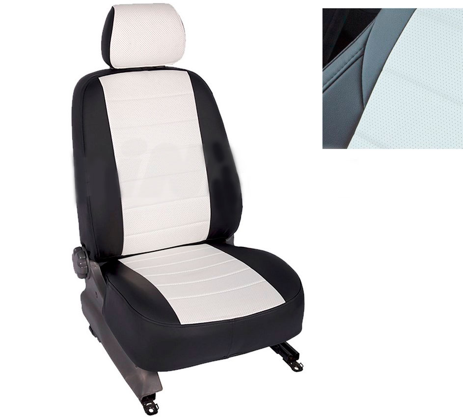 Чехлы из экокожи Seintex для Nissan Qashqai II 2014-н.в. (бело-черные, 86062)